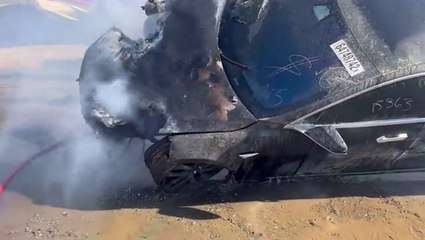 ‘Spontaneous’ fire reduces Tesla to burnt-out skeleton at Sacramento garage