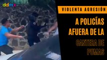 Grupo de hombres agreden a policías afuera de la Cantera de Pumas