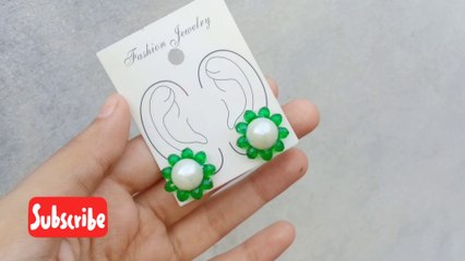 Independence Day Earrings  || How to make pearl earrings #creativefatimaakram