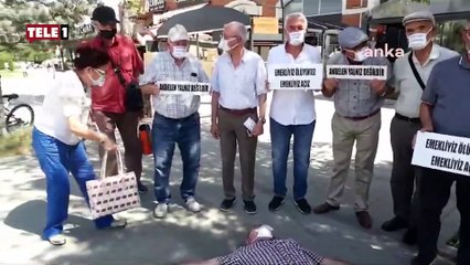 Emekliler yaşadıklarını anlatmak için yere uzandı! "Açız, ölüyoruz, sürünüyoruz"