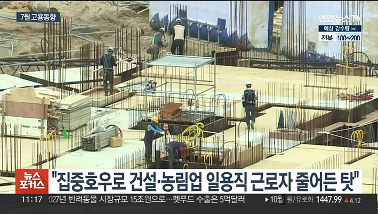 취업자 29개월 만에 최소 폭 증가…"집중호우 영향"