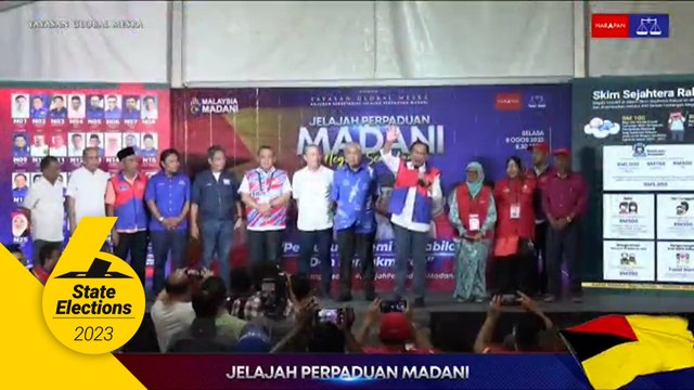 Unity govt leaders gather at the Jelajah Madani Negri Sembilan to show support to candidates