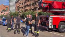 Polizia e vigili del fuoco intervenuti in via Palanzone a Milano