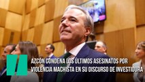 Azcón condena los últimos asesinatos por violencia machista en su discurso de investidura para gobernar con Vox