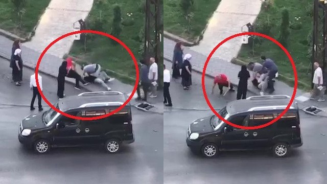 Trafikte sopa ve sandalyeli kavga