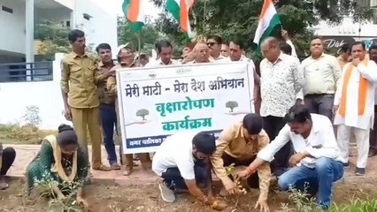खरगोन: मेरी माटी मेरा देश के तहत हुआ कार्यक्रम, नगर पालिका अध्यक्ष ने किया पौधारोपण