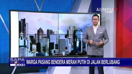 Wujud Aksi Protes dan Meriahkan Bulan Kemerdekaan, Warga  Pasang Bendera Merah Putih di Jalan Rusak