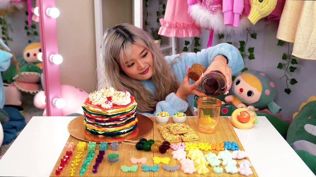 ASMR MUKBANG RAINBOW DESSERTS _ POPPING BOBA, JELLY, GUMMY, CAKE