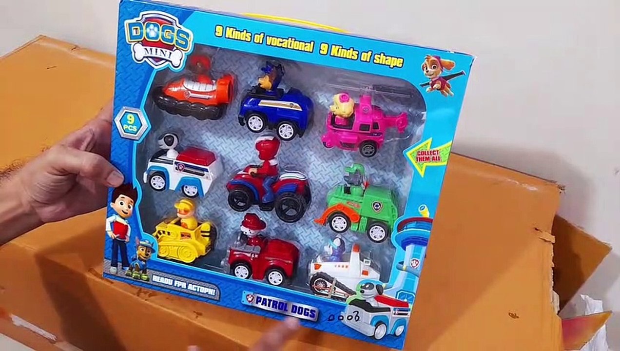 Unboxing and Review of 9pcs Rescue Dog Toy Vehicle Dog Paw Patrol Action Figure Ryder's Child Kids Gift