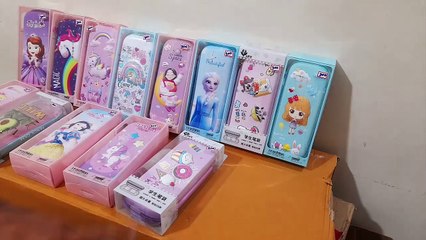 MEGA Unboxing and Review of Pencil Case for Girls 3D Cloth Unicorn, frozen, Disney Cartoon Storage Pouch Pen Holder for School Kids