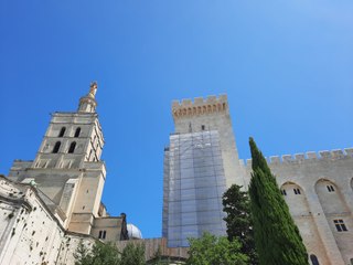 Visite du chantier de restauration du palais des Papes