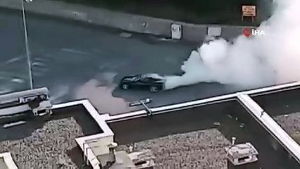 Ankara'da lastik yakıp drift atan trafik magandası kamerada