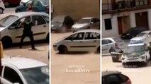 El guardia civil le rompe la ventanilla y se él se da a la fuga