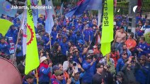 Workers rally for higher wages in Indonesian capital