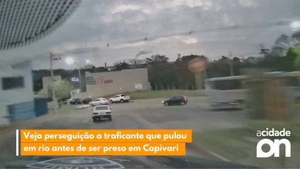 Veja perseguição a traficante que pulou em rio antes de ser preso em Capivari.