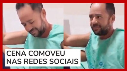 Aluno atingido por aparelho em academia no Ceará senta pela 1ª vez após cirurgia