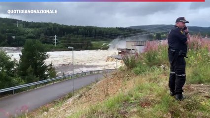 Tempesta Hans, cede diga in Norvegia