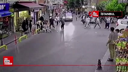 İstanbul Fatih'te scooter ile motosikletin çarpıştığı anlar