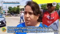 Protestan habitantes de villa Allende frente a CFE; exigen mejoras en el servicio