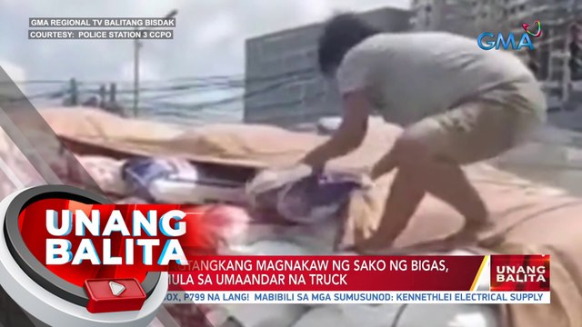 Lalaking nagtangkang magnakaw ng sako ng bigas, nahulog mula sa umaandar na truck | UB