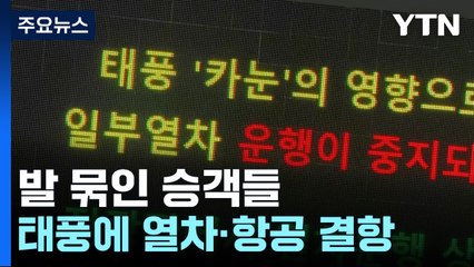 발 묶인 승객들...태풍에 열차·항공 무더기 결항 / YTN