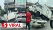 Lorry skids and crashes into parked cars in Puchong