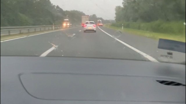 Woman confronted with MASSIVE supercell storm during Balkan road trip