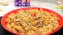 Creamy Garlic Beef Pasta Recipe by Food Fusion