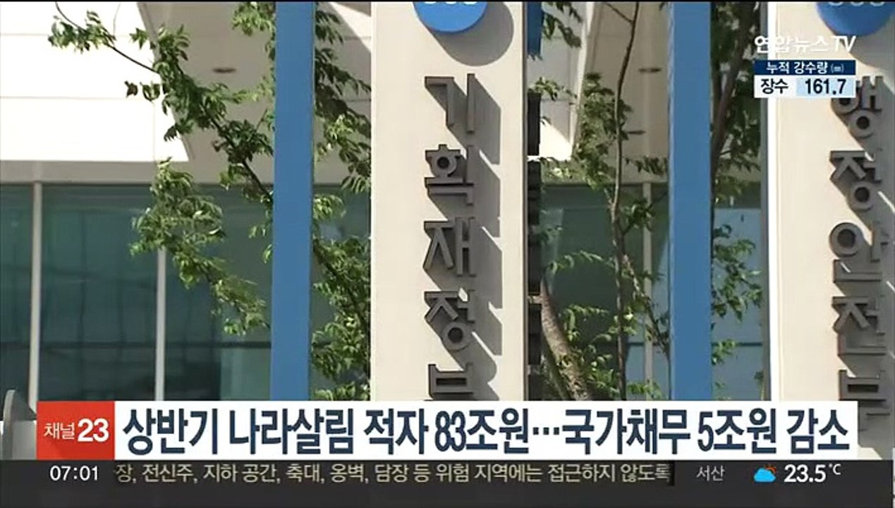 상반기 나라살림 적자 83조원…국가채무 5조원 감소
