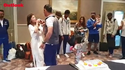 Daughter Ziva Steals The Show On MS Dhoni’s Cake Cutting Celebration