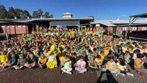 WATCH - Glendore Public School cheer on the Matildas | Newcastle Herald | August 15 2023