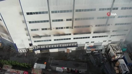 Arnavutköy'de cam üretim fabrikasındaki yangın böyle görüntülendi