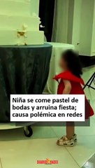 Pequeña niña causó polémica en una boda al comerse el pastel antes de tiempo