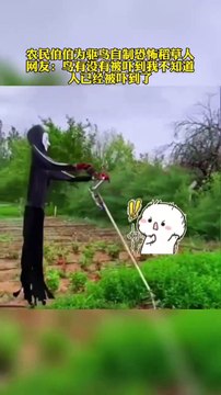 農夫製作稻草人驅鳥，不光能嚇唬鳥，人看到都嚇死了！Farmers make scarecrows to keep birds away. It's scary! #OMG