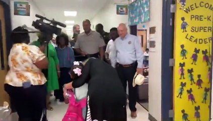 Sheriff escorts little girl into her first day of preschool after father killed in the line of duty