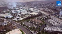 Vues aériennes des paysages dévastés de la ville de Lahaina, à Hawaï