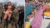 İki fotoğraf da Ukrayna'da çekildi! Bir tarafta savaş var, diğer tarafta eğlence