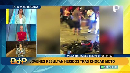 Jóvenes resultan heridos tras chocar su moto con un auto en La Victoria