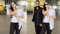 Gauahar Khan Zaid Darbar Son Zehaan के साथ पहली बार Airport Video Viral, बेटे का Hide किया Face