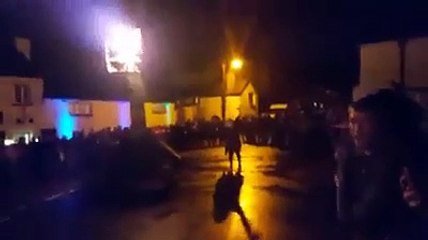 New Year's Eve celebrations outside the York Inn, Churchinford
