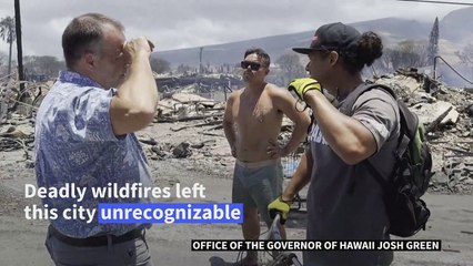 Hawaii Governor tours aftermath of deadly wildfires in Lahaina, Hawaii