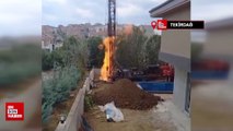 Tekirdağ'da doğalgaz borusunun patlamasıyla yangın çıktı