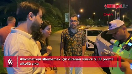 Alkolmetreyi üflememek için direnen sürücü 2.33 promil alkollü çıktı