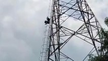 विदिशा: टावर पर चढ़े युवक का हाई वोल्टेज ड्रामा,नीचे उतारने में पुलिस का छूटा पसीना