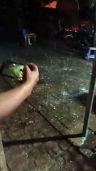 Caída de granizo durante tormenta eléctrica sorprende en Santa Cruz