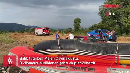 Zamanla yarış! Balık tutarken suya düştü, 3 kilometre sürüklendi