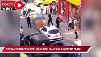 Yalova'da araçların üzerine çıkıp etrafa biber gazı sıkan kişi gözaltına alındı