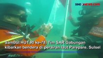 Momen Tim SAR Gabungan Kibarkan Bendera Merah Putih di Perairan Laut Parepare