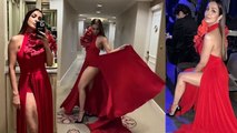 Malaika Arora Red Thigh High Slit Gown Look Viral,Indian Film Festival of Melbourne में बिखेरे जलवे