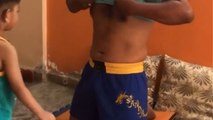 Kid STUNS dad with a sudden nutshot during casual kickboxing training